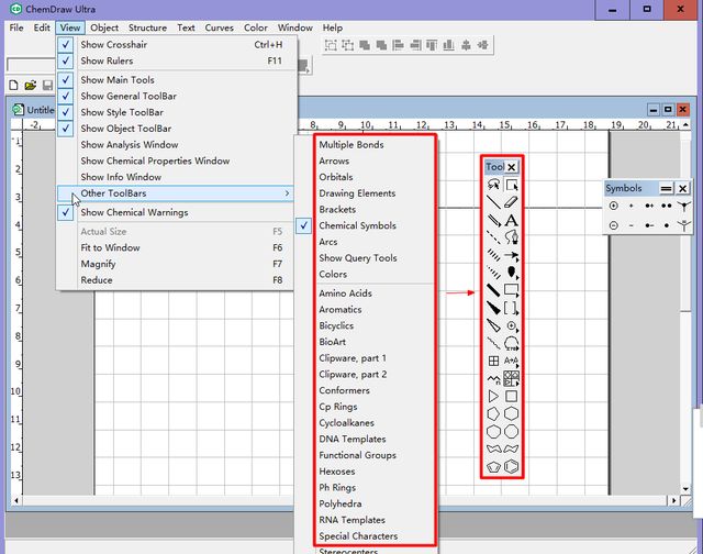 ChemDraw 的常用工具栏界面.jpg